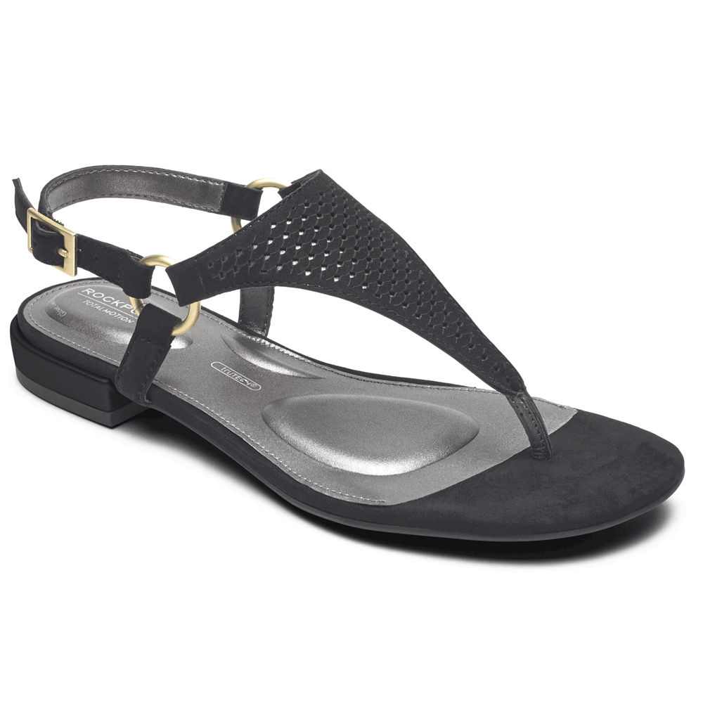 Rockport Sandals For Womens Black - Total Motion Zosia Thong - WJ7396051